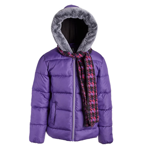 Rothschild Other - Rothschild Puffer Coat Girls Size XL 16 Purple Hood Fur Warm Winter Jacket Parka